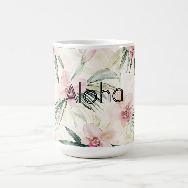 Mug Crème rose orchidée florale   (Centre)