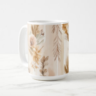 Mug Crème Rustique Floral Boho