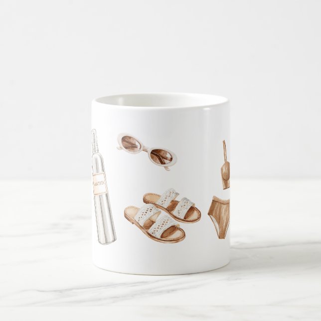 Mug Crème Solaire Maillot de Bain Sandales (Centre)