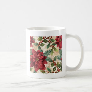 Mug Crème verte rouge Retro les années 50 Poinsettia