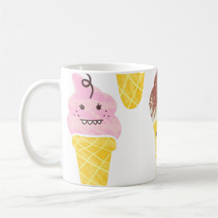 Mug Crèmes glacées Kawaii, motif mignon et sans soudur
