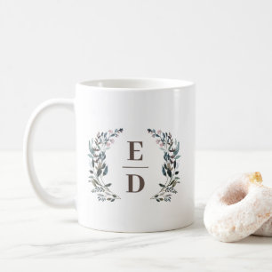 Mug Crest jardin   Monogramme Mariage floral