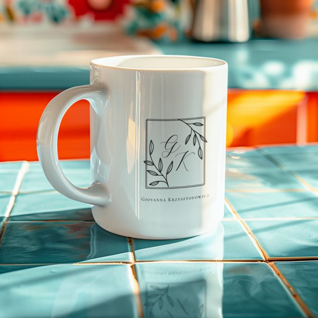 Mug Crête Botanique | Monogramme Intemporel (Créateur téléchargé)