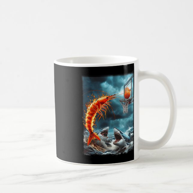 Mug Crevette qui plonge sur des requins Mème drôle d'o (Droite)