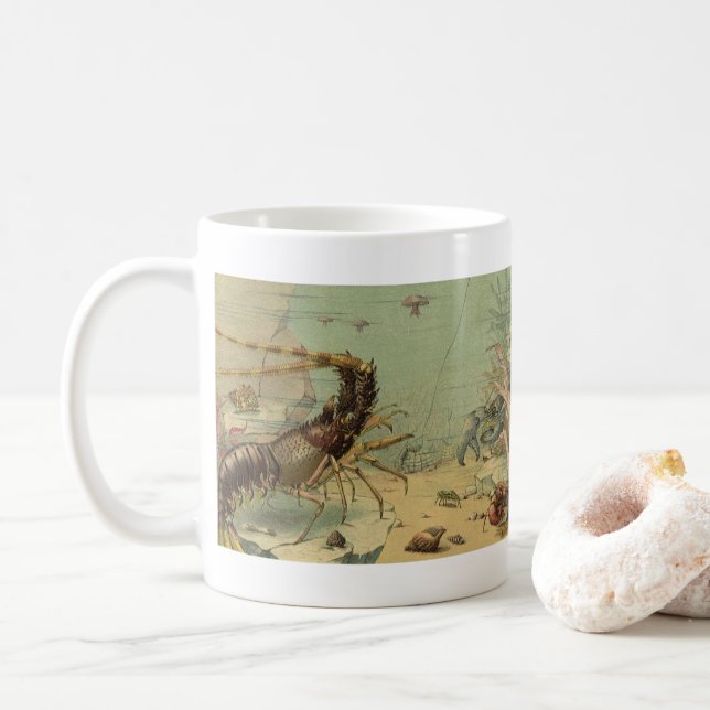 Mug Crevettes marines, animaux de l'océan Vintage (Avec donut)