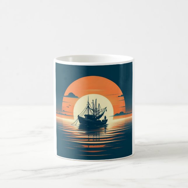 Mug crevettes vintages/marines/pêche (Centre)