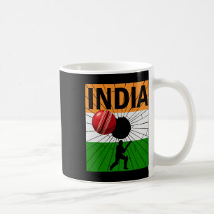 Mug Cricket indien avec coup de pinceau du drapeau ind
