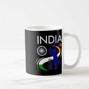 Mug Cricket indien avec coup de pinceau du drapeau ind