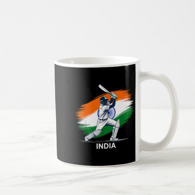 Mug Cricket indien avec drapeau  (Droite)