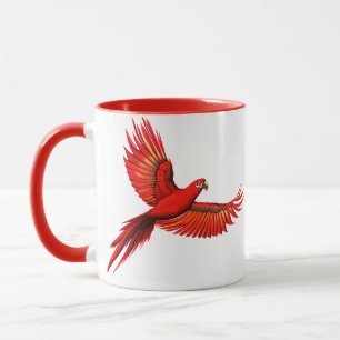 Mug Crimson Macaw / Red Parrot en vol