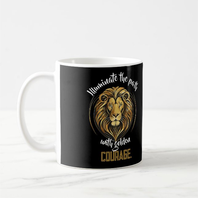 Mug Crinière Majestueuse : Symbole Doré de Résilience (Gauche)