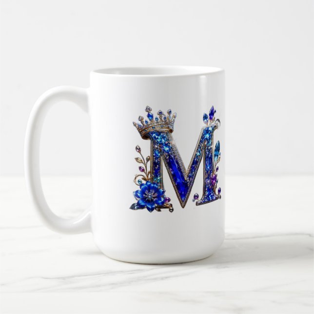 Mug Cristal de Saphir Royal Couronne Monogramme M (Gauche)