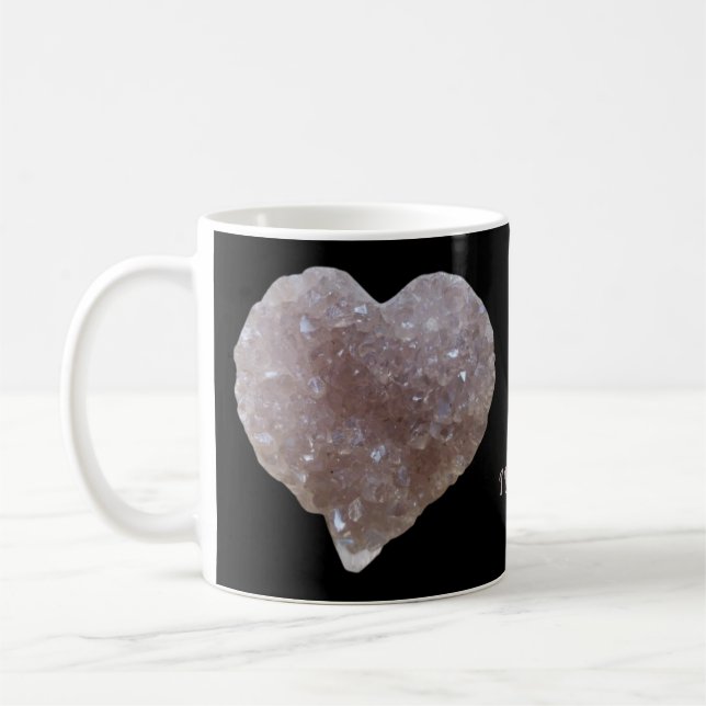 Mug Cristaux en forme de coeur rose Améthyste Aimer No (Gauche)