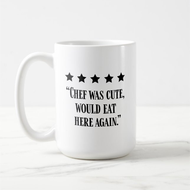 Mug Critique cinq étoiles de chef drôle (Gauche)