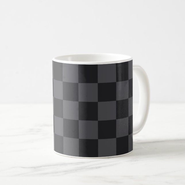 Mug Croate Gray noir À damiers Motif (Devant droit)