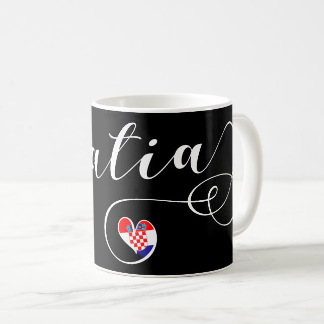 Mug Croatie, Coeur du drapeau croate (Devant droit)