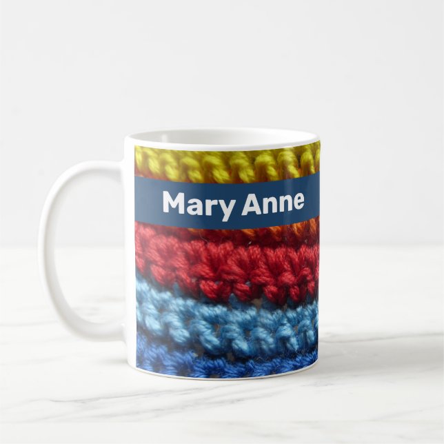 Mug Crochet arc-en-ciel de nom (Gauche)