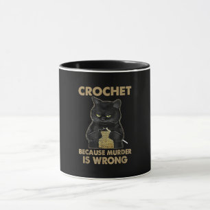 Mug Crochet aux chats noirs parce que le meurtre est f