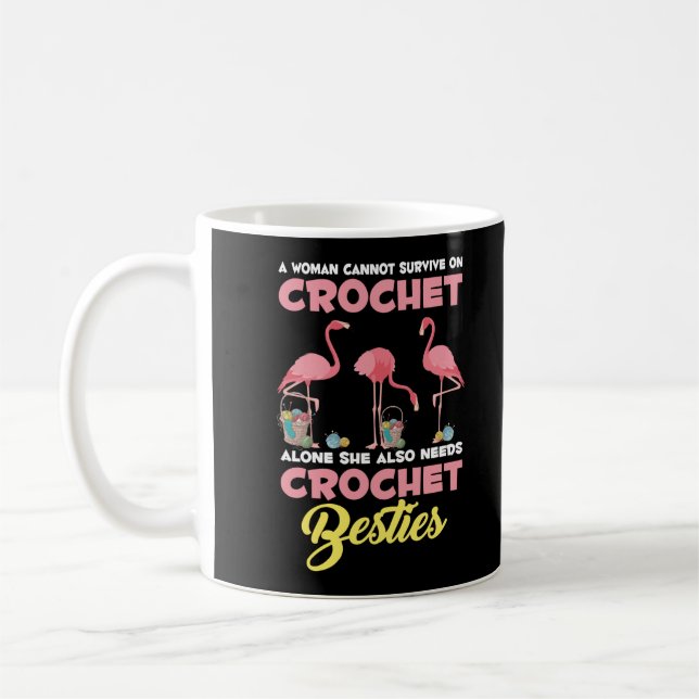 Mug Crochet Flamant rose d'artisanat Crochet amis Fil (Gauche)