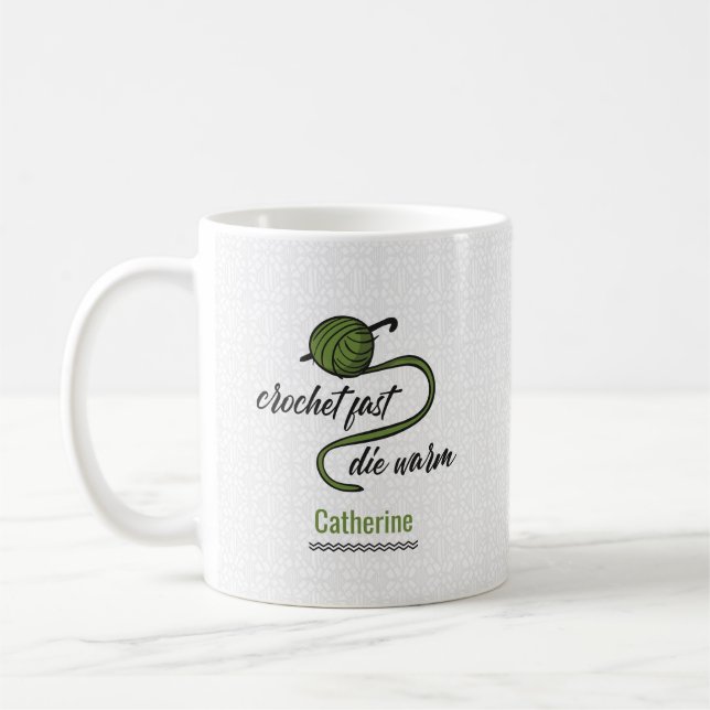 Mug Crochet Vert Olive Fast, Die Chaud (Gauche)