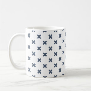 Mug Crochets bleu-gris sur blanc