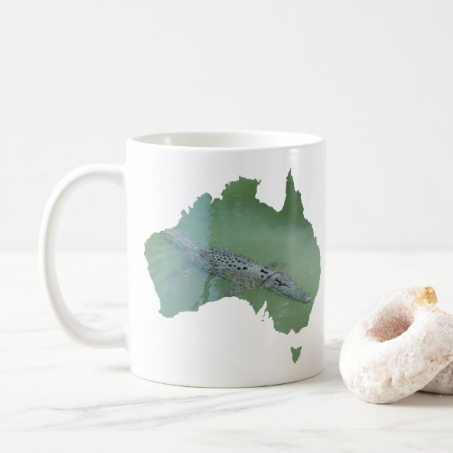 Mug Crocodile Marin Croc Australie Forme Vert (Avec donut)