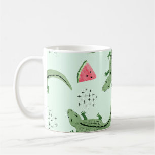 Mug Crocodile Watermelon, Motif Vintage Abstrait.