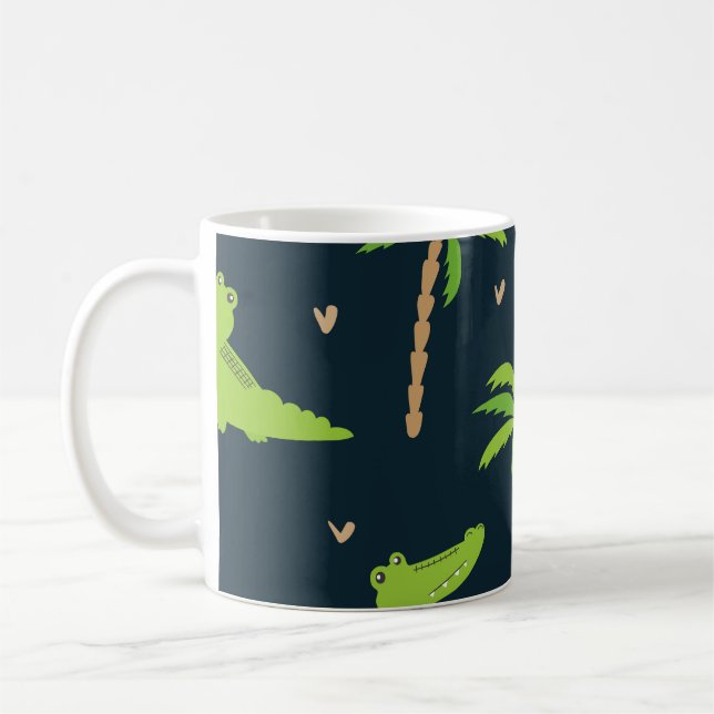 Mug Crocodiles de dessin : Alligator Palms Motif. (Gauche)