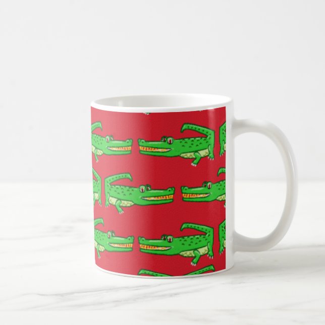 Mug Crocodiles verts sur le rouge (Droite)