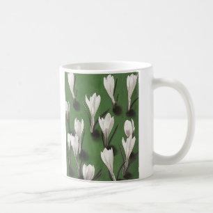 Mug Crocus blanc vintage motif floral, Fleur de jardin