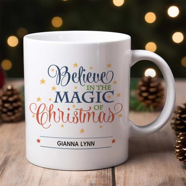 Mug Croire à la magie de Noël Élégant script (Créateur téléchargé)