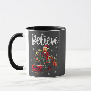 Mug Croirez Trump Chevauchant un Train de Noël Père No