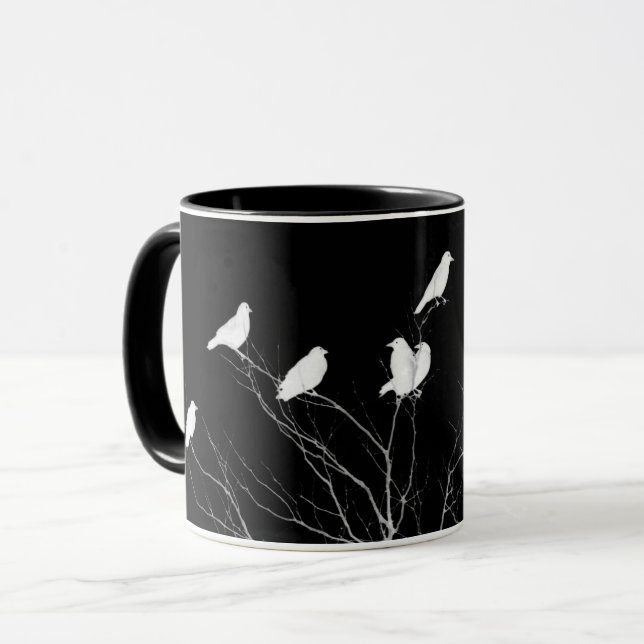 Mug Croisement D'Arbre Noir Et Blanc (Devant gauche)