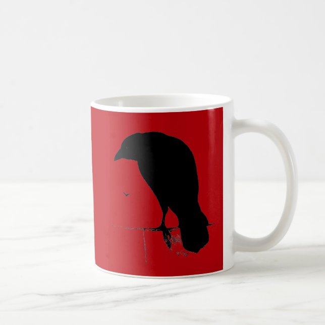 Mug Croisés Vintages Raven Silhouette Black Red Ravens (Droite)