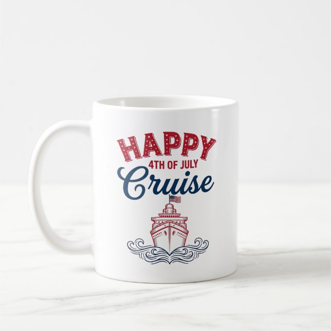 Mug Croisière joyeuse du 4 juillet Design de bateau pa (Gauche)