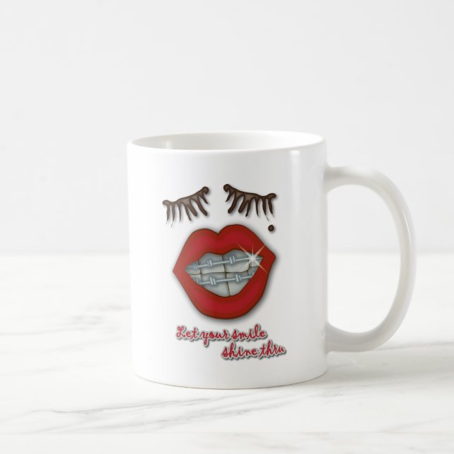 Mug Croisillons brillants, lèvres rouges, taupe, et (Droite)