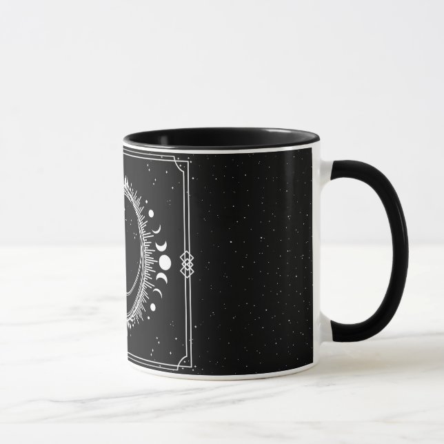 Mug Croissant de Lune avec Soleil et Étoiles Noir et B (Droite)