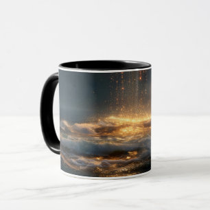 Mug Croissant de lune doré surréaliste au-dessus de l'