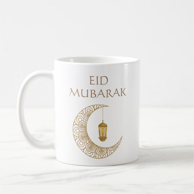 Mug Croissant de lune et lanterne dorés Eid Moubarak I (Gauche)