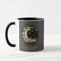 Croissant de lune vintage avec nuages, rétro victo