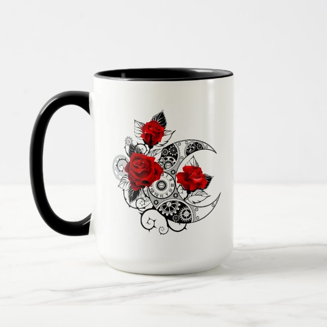 Mug Croissant mécanique avec roses rouges (Gauche)