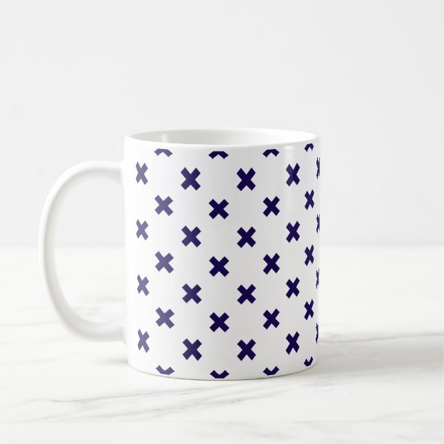 Mug Croix bleu marine sur blanc (Gauche)