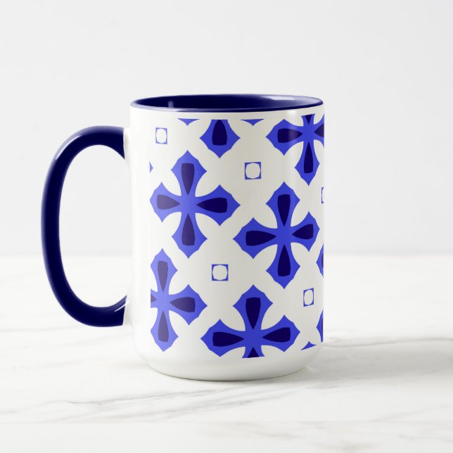 Mug Croix bleue et blanche moderne (Gauche)