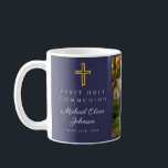 Mug Croix Bleue Religieux Boy First Communion Photo<br><div class="desc">Personnalisé Religieux Croix Bleu Garçon Première Communion Photo Café Mug</div>