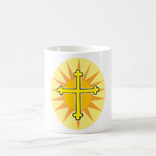 Mug Croix Boutonnée Jaune Soleil Levant Foi Chrétienne