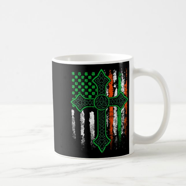 Mug Croix celtique drapeau irlandais américain Saint-P (Droite)