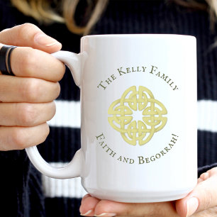 Mug Croix celtique en or classique Foi et Begorrah