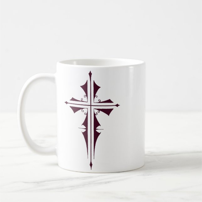 Mug Croix chrétienne d'art pourpre royal (Gauche)