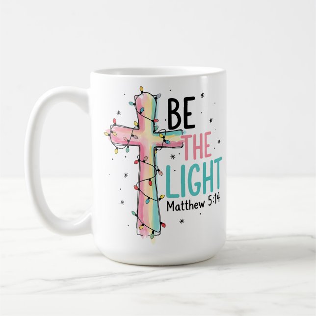 Mug Croix chrétienne de Noël "Soyez la Lumière" (Gauche)