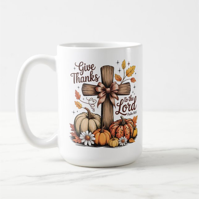 Mug Croix chrétienne de remerciement Citrouilles d'aut (Gauche)